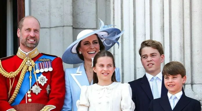 Kate Middleton poses with her children at the Trooping the Colour ceremony.